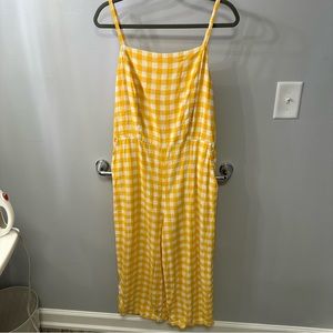 Jumpsuit yellow gingham linen